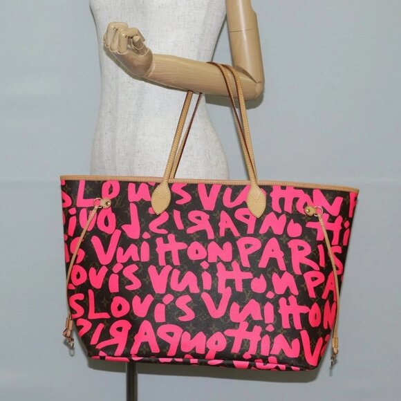 LOUIS VUITTON Monogram Graffiti Neverfull GM Bag Fuchsia M93701 LV Auth 136298V - Picture 1 of 16
